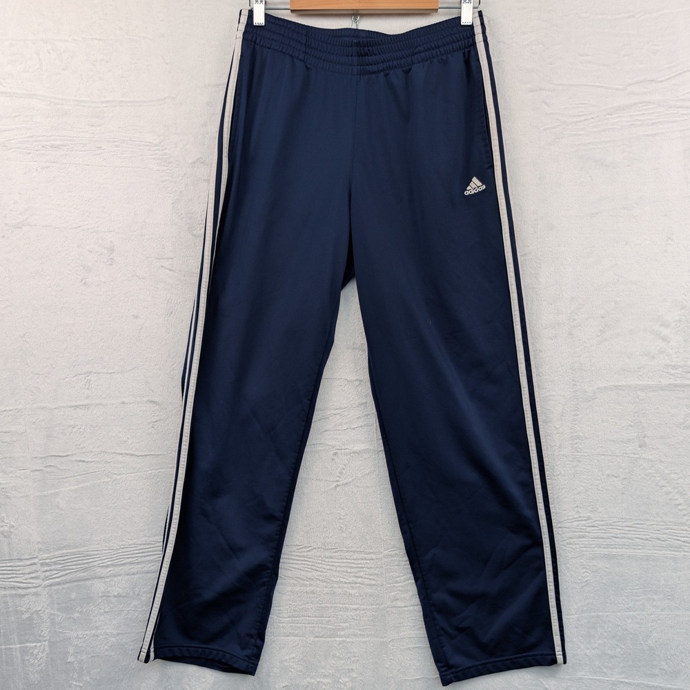 VTG Adidas Track Pants Men's Large Navy Blue 3 Stripe Sportswear Baggy Wide Y2K